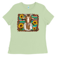 Matcha goat daisy sunflowers leopard serape glitter Ladies Tee - Artiststas