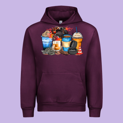 Monster Truck Coffee Cups Urban Hoodie Designed By Zillion Design Studio
