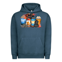 Pigment Midnight Navy monster truck coffee cups Urban Hoodie - Zillion Design Studio