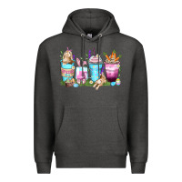 Charcoal Heather rabbit coffee cups Premium Hoodie - Zillion Design Studio
