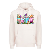 Pale Pink rabbit coffee cups Premium Hoodie - Zillion Design Studio