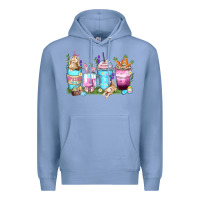 Colony Blue rabbit coffee cups Premium Hoodie - Zillion Design Studio