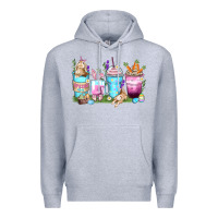 Heather Grey rabbit coffee cups Premium Hoodie - Zillion Design Studio