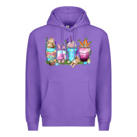 Purple rabbit coffee cups Premium Hoodie - Zillion Design Studio