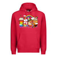 Cardinal rainbow coffee cups Premium Hoodie - Zillion Design Studio