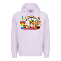 Lilac rainbow coffee cups Premium Hoodie - Zillion Design Studio