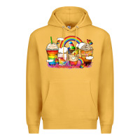 Mustard rainbow coffee cups Premium Hoodie - Zillion Design Studio