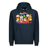 Rainbow Coffee Cups Premium Hoodie | Teevron