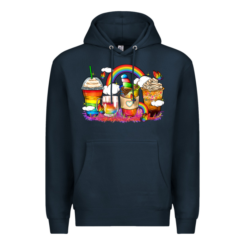 Rainbow Coffee Cups Premium Hoodie by Zillion Design Studio | Teevron