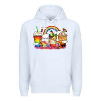 White rainbow coffee cups Premium Hoodie - Zillion Design Studio