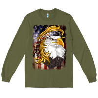 Army Green american mullet   eagle Long Sleeve Tee - BarkalooDesign