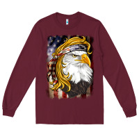 Burgundy american mullet   eagle Long Sleeve Tee - BarkalooDesign