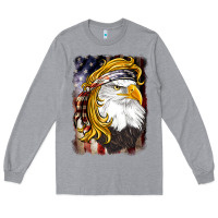 Heather Grey american mullet   eagle Long Sleeve Tee - BarkalooDesign