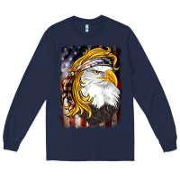 Navy american mullet   eagle Long Sleeve Tee - BarkalooDesign