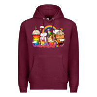 Burgundy rainbow coffee cups Premium Hoodie - Zillion Design Studio