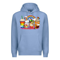 Colony Blue rainbow coffee cups Premium Hoodie - Zillion Design Studio