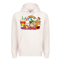 Pale Pink rainbow coffee cups Premium Hoodie - Zillion Design Studio