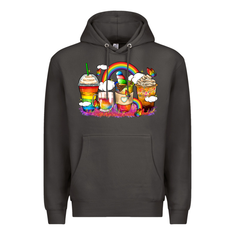 Rainbow Coffee Cups Premium Hoodie by Zillion Design Studio | Teevron