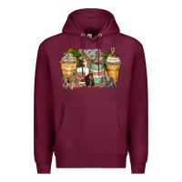 Burgundy safari animals coffee cups Premium Hoodie - Zillion Design Studio