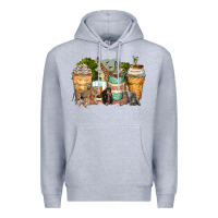 Heather Grey safari animals coffee cups Premium Hoodie - Zillion Design Studio