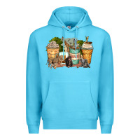 Ocean Blue safari animals coffee cups Premium Hoodie - Zillion Design Studio