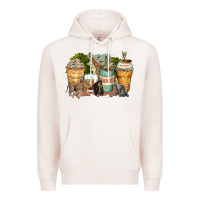 Pale Pink safari animals coffee cups Premium Hoodie - Zillion Design Studio