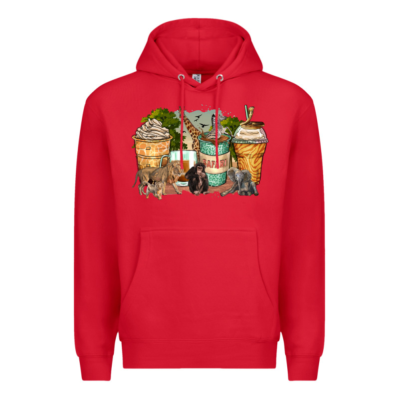 Safari Animals Coffee Cups Premium Hoodie by Zillion Design Studio | Teevron