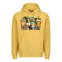 Antique Gold safari animals coffee cups Premium Hoodie - Zillion Design Studio