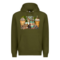Army Green safari animals coffee cups Premium Hoodie - Zillion Design Studio