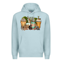 Blue Mist safari animals coffee cups Premium Hoodie - Zillion Design Studio
