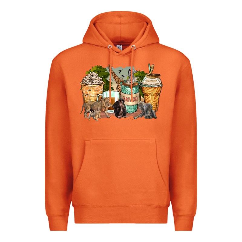 Safari Animals Coffee Cups Premium Hoodie by Zillion Design Studio | Teevron