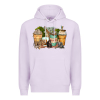 Lilac safari animals coffee cups Premium Hoodie - Zillion Design Studio