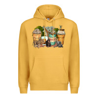 Mustard safari animals coffee cups Premium Hoodie - Zillion Design Studio