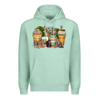 Seafoam safari animals coffee cups Premium Hoodie - Zillion Design Studio