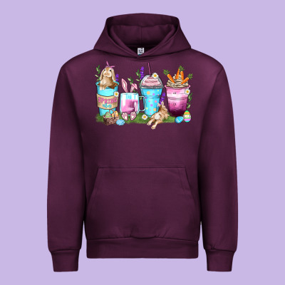 Rabbit Coffee Cups Urban Hoodie Designed By Zillion Design Studio
