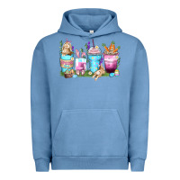 Pigment Pebble Blue rabbit coffee cups Urban Hoodie - Zillion Design Studio