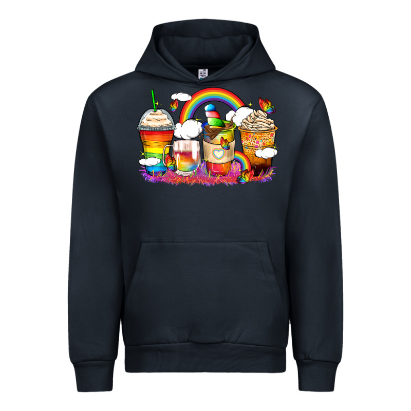 Rainbow Coffee Cups Urban Hoodie by Zillion Design Studio | Teevron