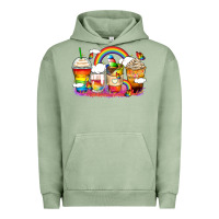 Pigment Oil Green rainbow coffee cups Urban Hoodie - Zillion Design Studio