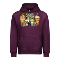 Mauve Wine safari animals coffee cups Urban Hoodie - Zillion Design Studio