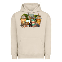 Pigment French Oak safari animals coffee cups Urban Hoodie - Zillion Design Studio