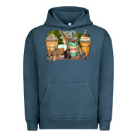 Pigment Midnight Navy safari animals coffee cups Urban Hoodie - Zillion Design Studio