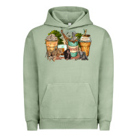 Pigment Oil Green safari animals coffee cups Urban Hoodie - Zillion Design Studio