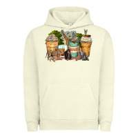 Pigment Pistachio safari animals coffee cups Urban Hoodie - Zillion Design Studio