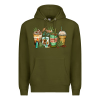 Army Green highly caffeinated coffee cups Premium Hoodie - Zillion Design Studio