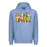 Colony Blue school bus coffee cups Premium Hoodie - Zillion Design Studio