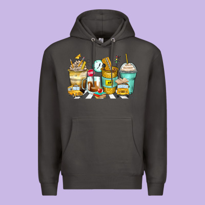 School Bus Coffee Cups Premium Hoodie Designed By Zillion Design Studio