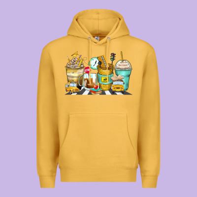 School Bus Coffee Cups Premium Hoodie Designed By Zillion Design Studio