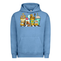 Pigment Pebble Blue school bus coffee cups Urban Hoodie - Zillion Design Studio