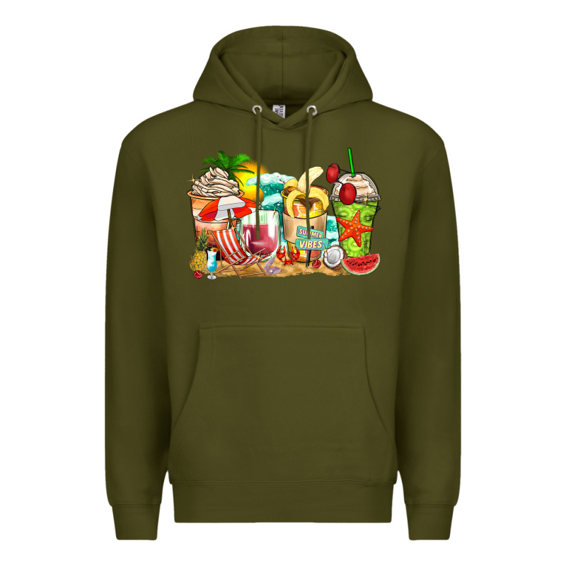 Summer Vibes Coffee Cups Premium Hoodie by Zillion Design Studio | Teevron