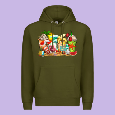 Summer Vibes Coffee Cups Premium Hoodie Designed By Zillion Design Studio